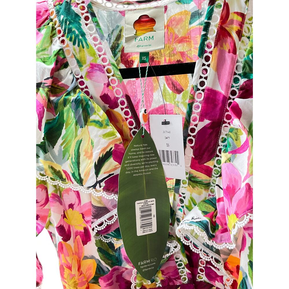 NWT Farm Rio Floral Painted Romper Belted w/ Pockets Women's XS - Picture 4 of 8